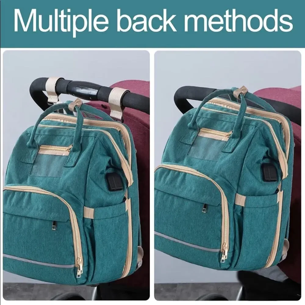 Baby backpack Auto Foldable Crib, USB Charging Port and Shade Cloth